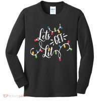 Let's Get Lit Funny Christmas Lights Xmas Maching Pijama TShirt Kids Long Sleeve Shirt thumb 0