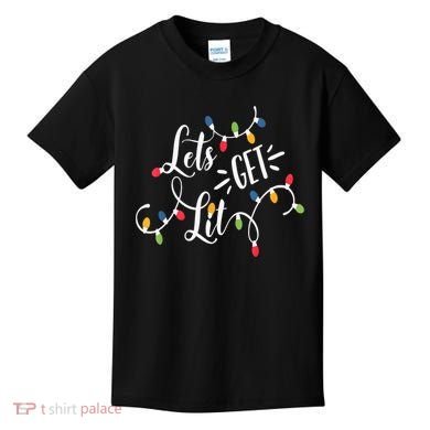 Let's Get Lit Funny Christmas Lights Xmas Maching Pijama TShirt Kids T-Shirt