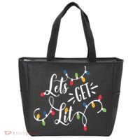 Let's Get Lit Funny Christmas Lights Xmas Maching Pijama TShirt Tote Bag thumb 0