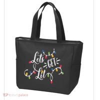 Let's Get Lit Funny Christmas Lights Xmas Maching Pijama TShirt Tote Bag thumb 3