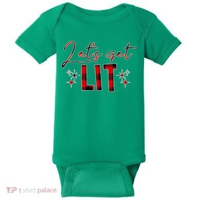 Lets Get Lit Christmas Holiday Party Baby Bodysuit