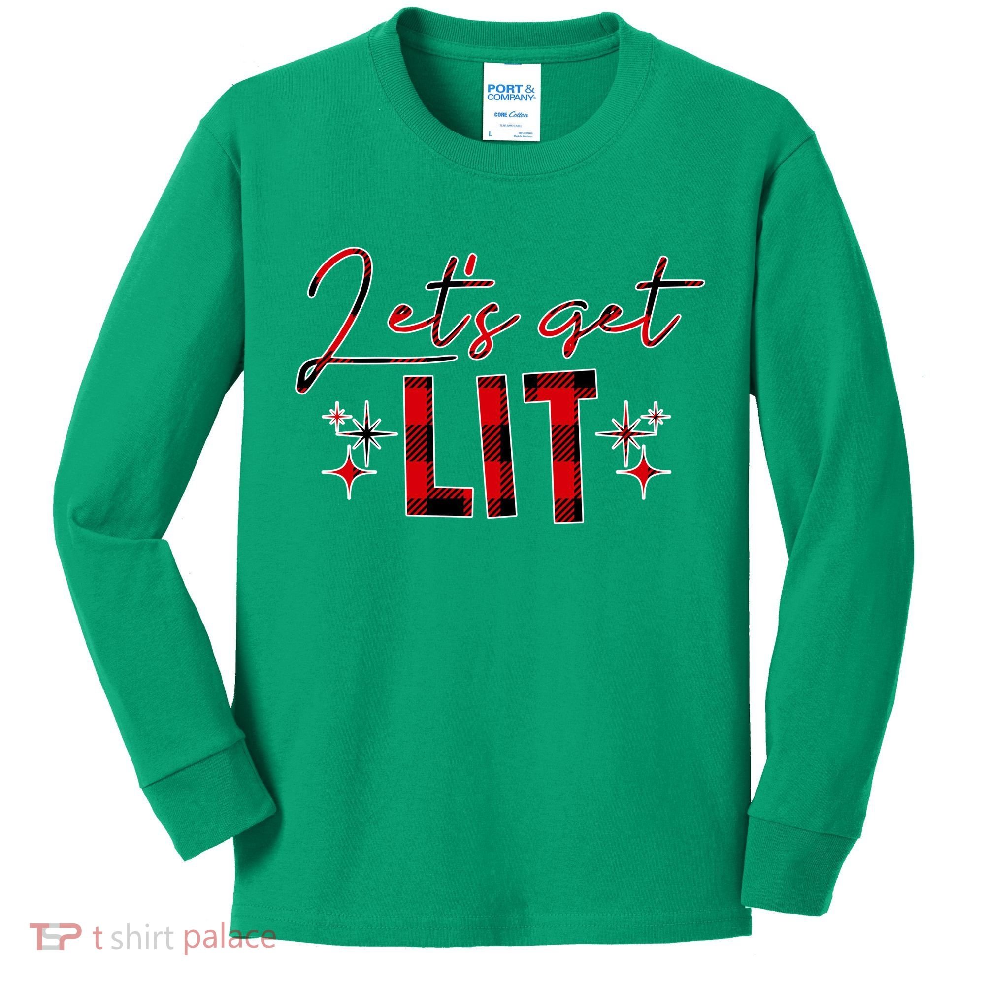 Lets Get Lit Christmas Holiday Party Kids Long Sleeve Shirt