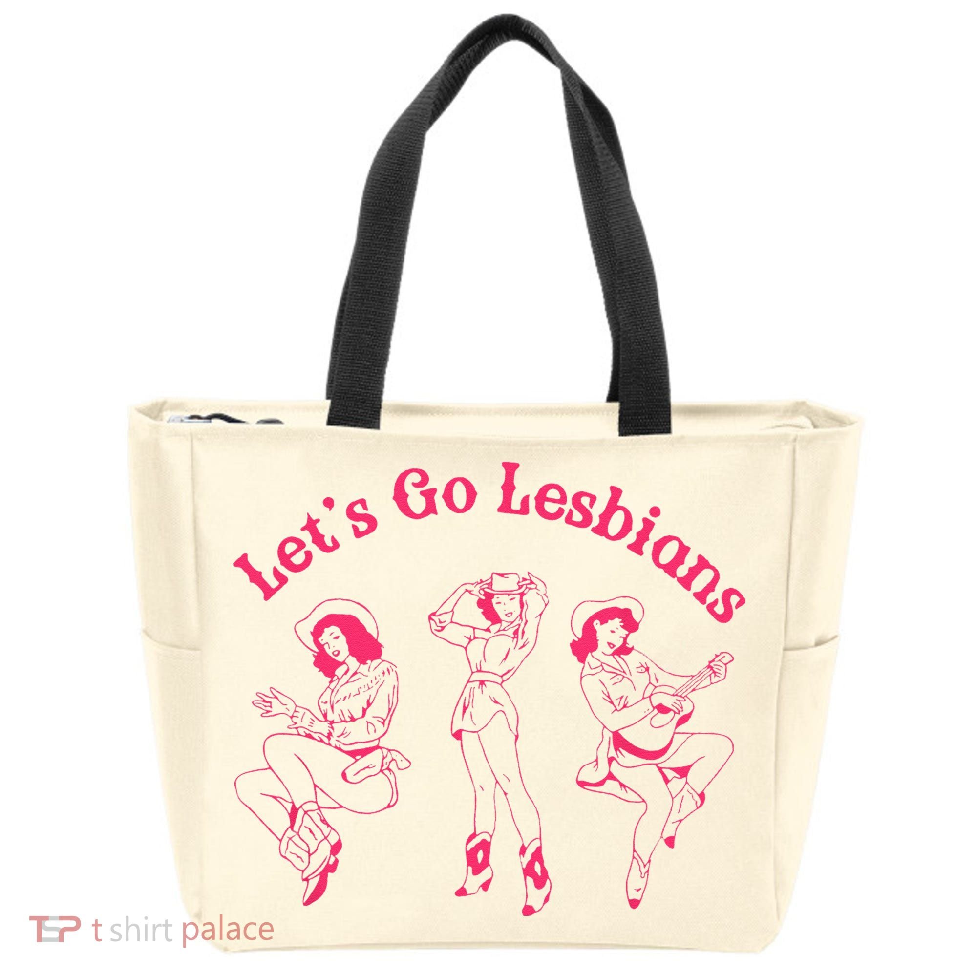 Let's Go Lesbians Subtle Lesbian Live Laugh Lesbian LGBTQ Tote Bag