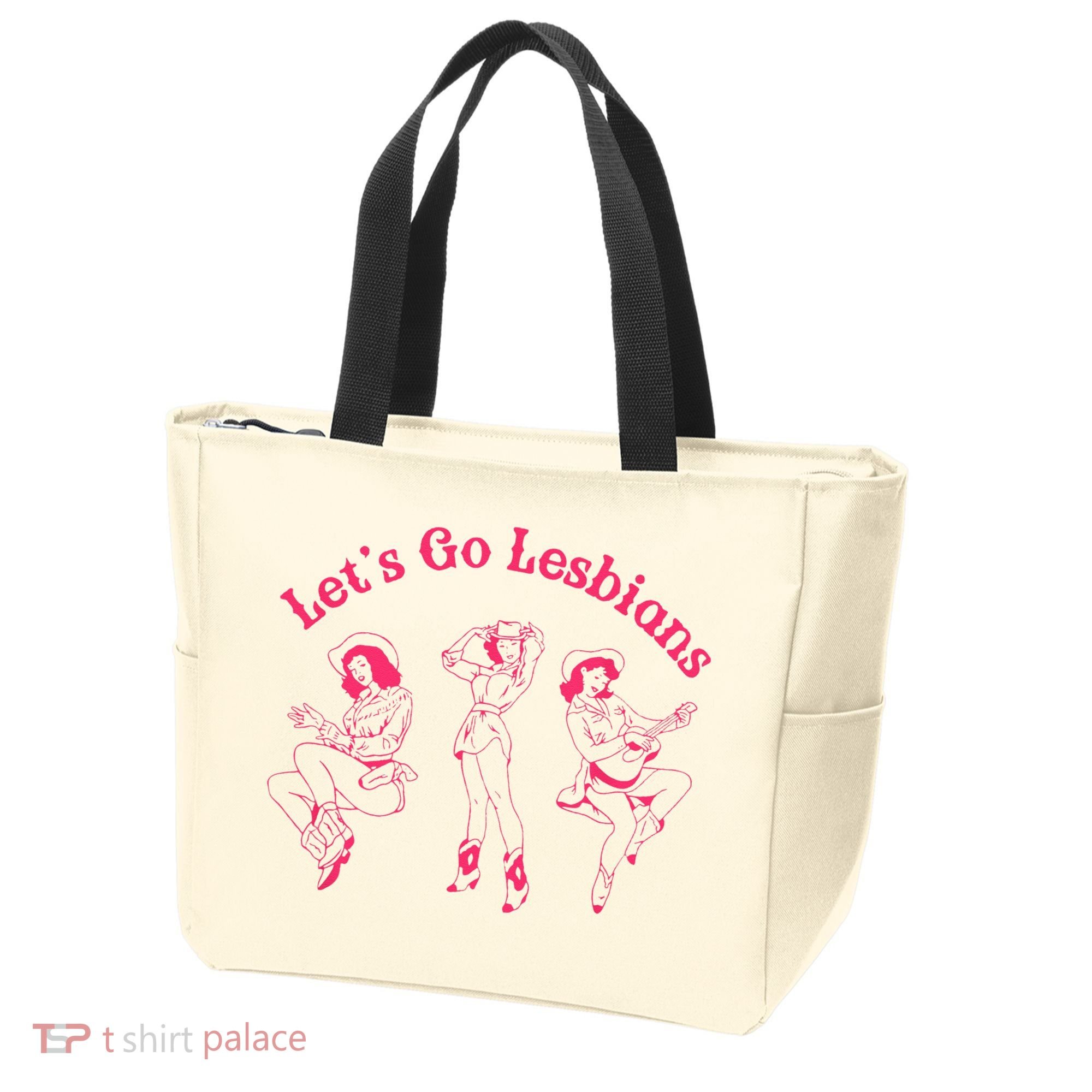 Let's Go Lesbians Subtle Lesbian Live Laugh Lesbian LGBTQ Tote Bag
