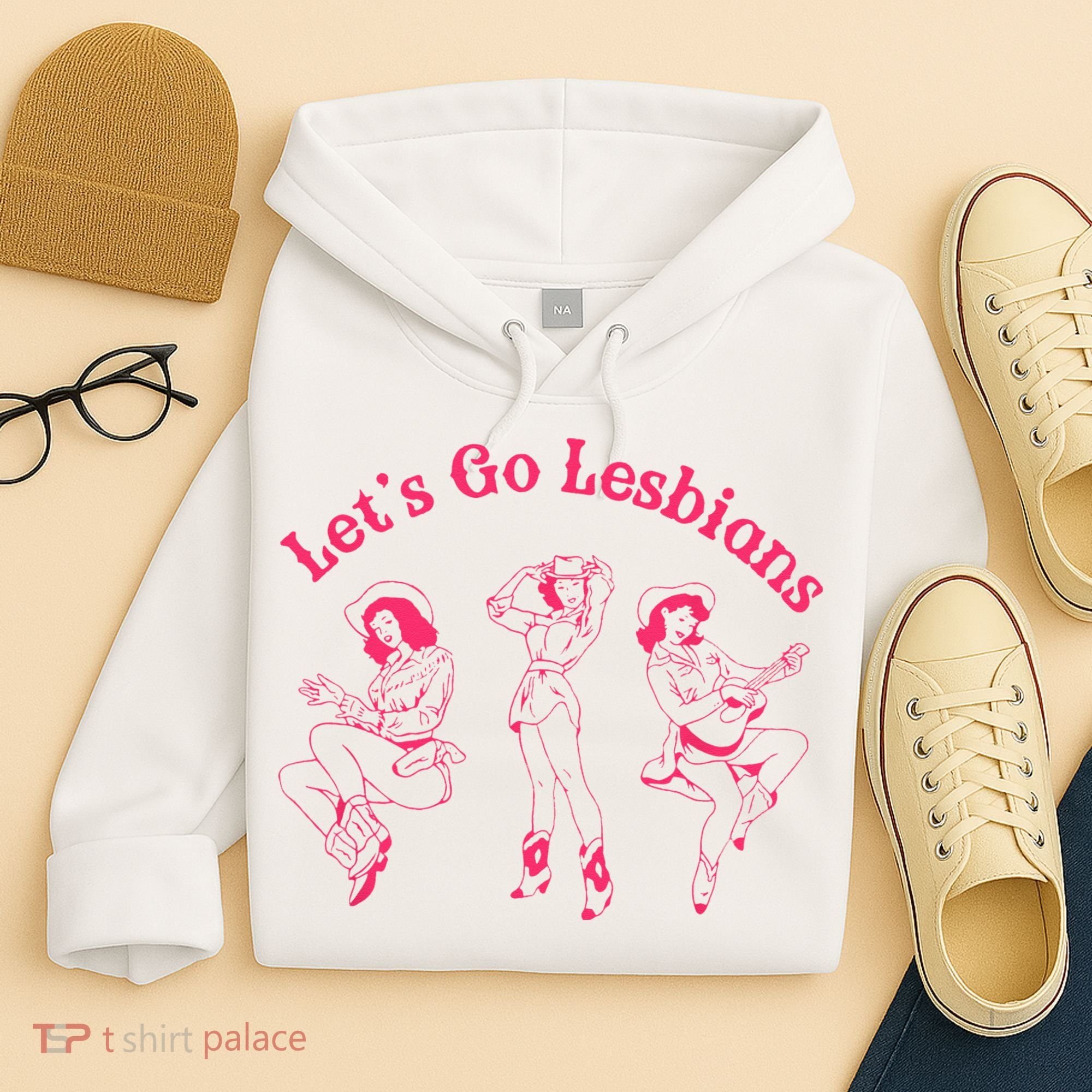 Let's Go Lesbians Subtle Lesbian Live Laugh Lesbian LGBTQ Hoodie