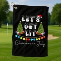 Let's Get Lit Christmas In July Golf Towel thumb 1