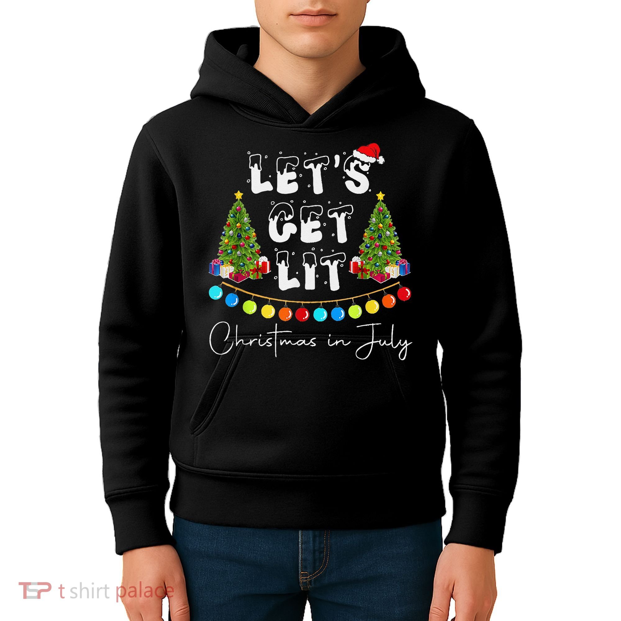 Let's Get Lit Christmas In July Kids Hoodie