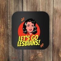 LetS Go Lesbians! Retro Lesbian Subtle Lesbian Coaster thumb 0