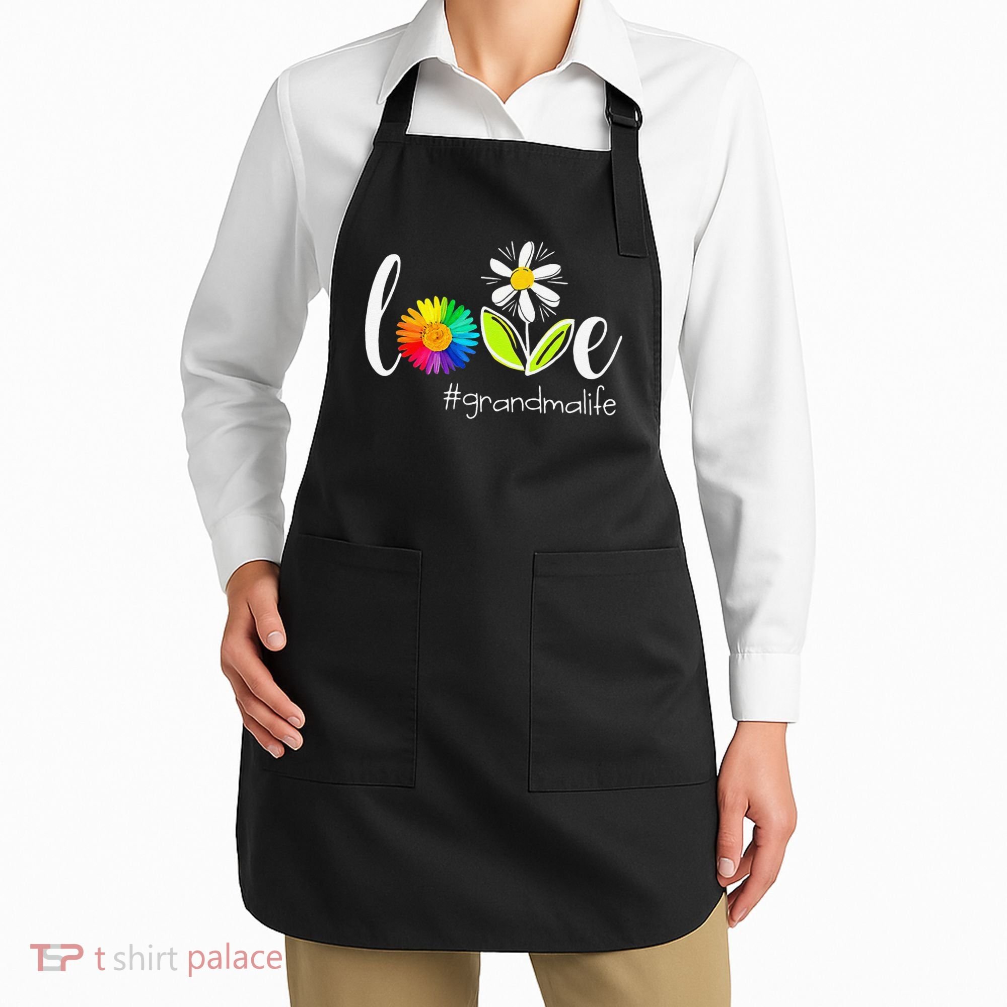 Love Grandma Life Wildlife Flower Apron