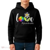 Love Grandma Life Wildlife Flower Kids Hoodie thumb 4