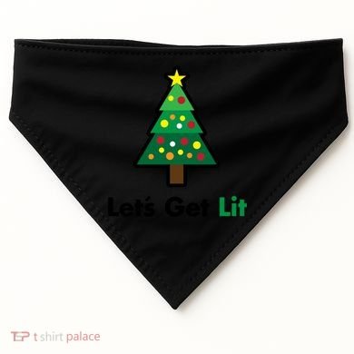 Let's Get Lit Funny Christmas Ing Xmas Lights Funny Gift USA-Made Doggie Bandana