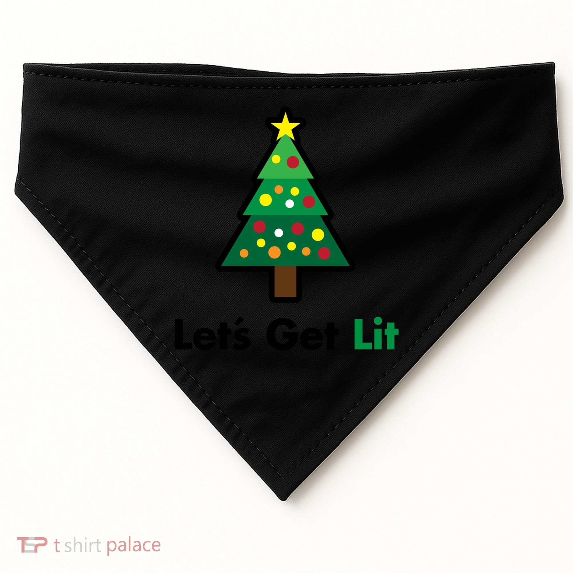 Let's Get Lit Funny Christmas Ing Xmas Lights Funny Gift USA-Made Doggie Bandana