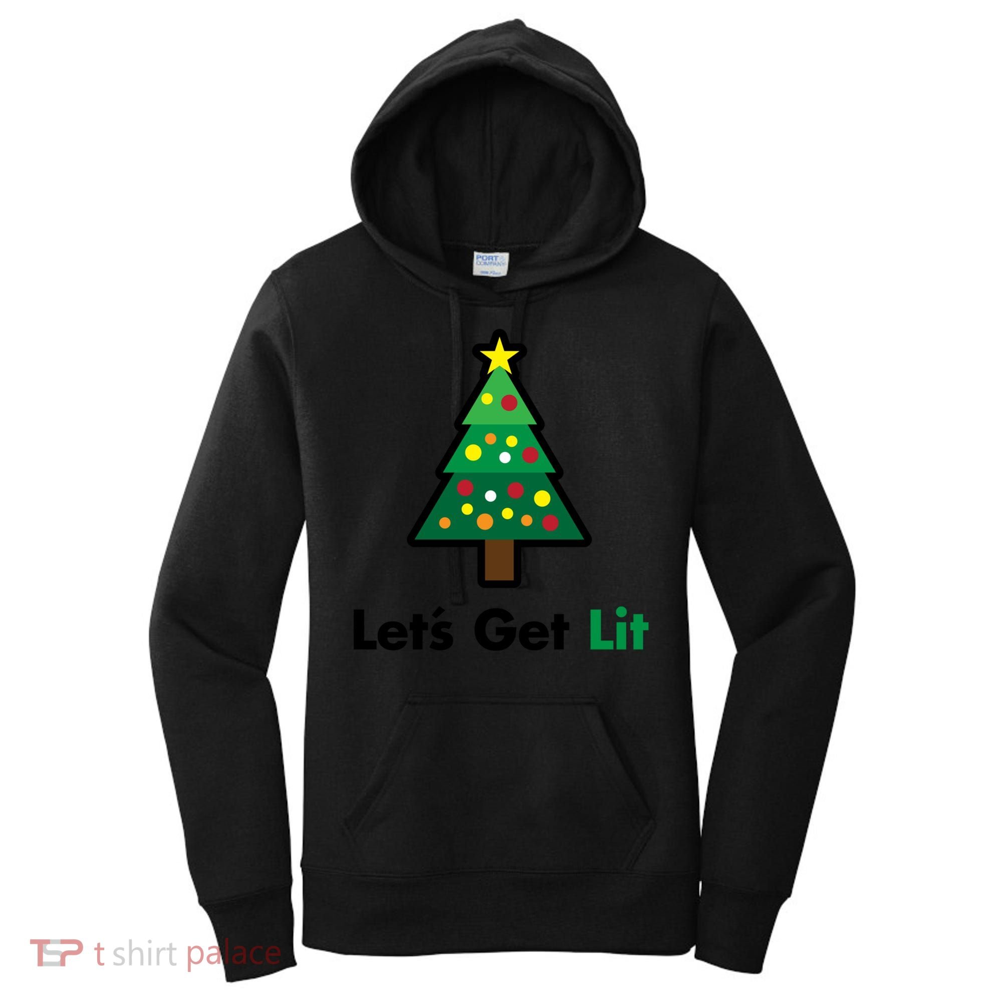 Let's Get Lit Funny Christmas Ing Xmas Lights Funny Gift Women's Hoodie