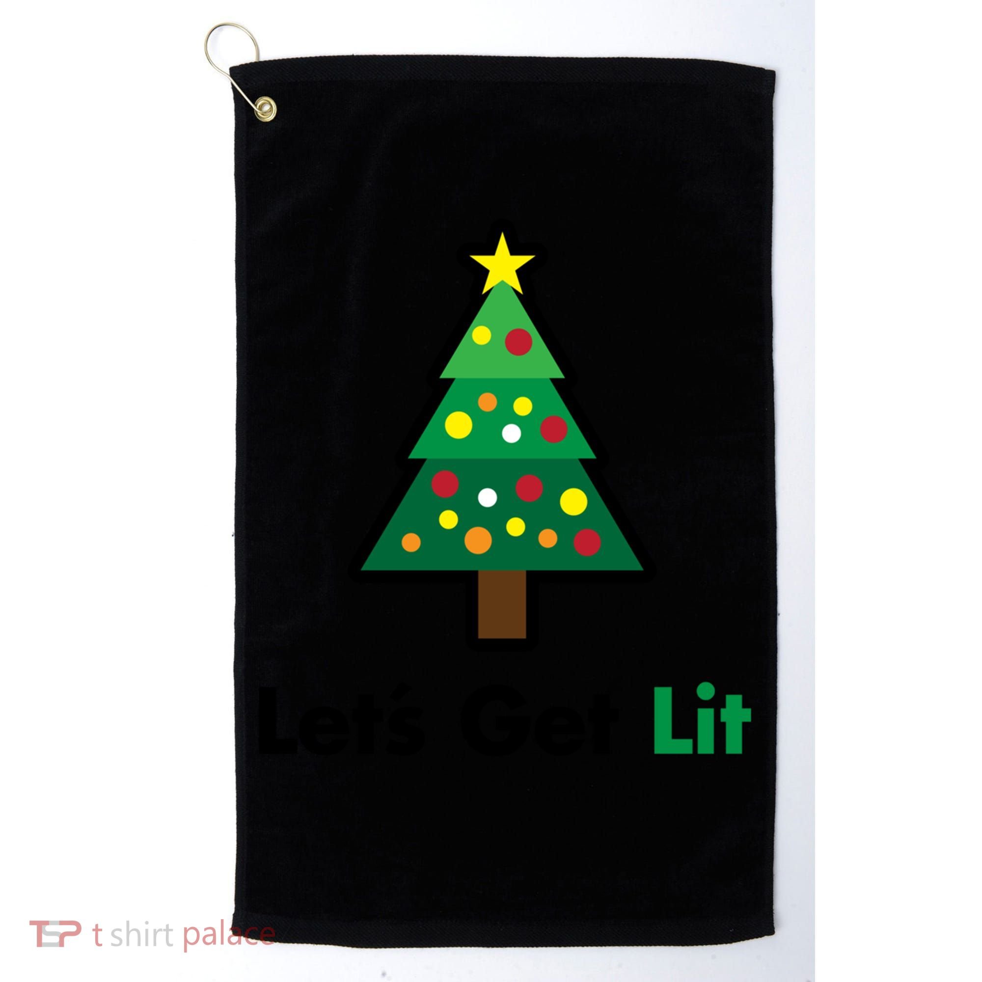 Let's Get Lit Funny Christmas Ing Xmas Lights Funny Gift Golf Towel