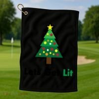 Let's Get Lit Funny Christmas Ing Xmas Lights Funny Gift Golf Towel thumb 1