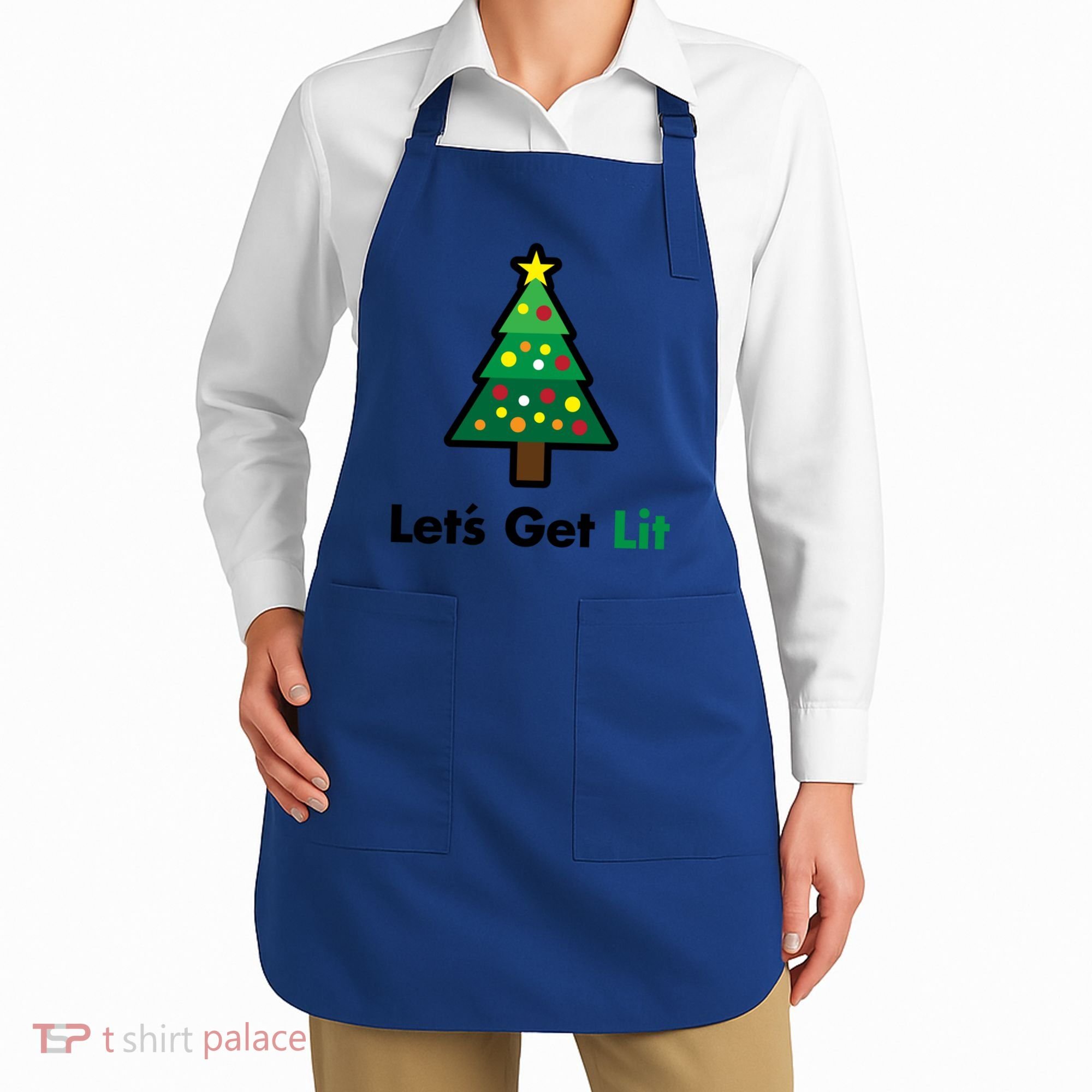 Let's Get Lit Funny Christmas Ing Xmas Lights Funny Gift Apron