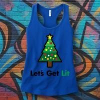 Let's Get Lit Funny Christmas Ing Xmas Lights Funny Gift Women's Tank Top thumb 3