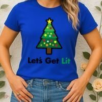 Let's Get Lit Funny Christmas Ing Xmas Lights Funny Gift Women's T-Shirt thumb 2