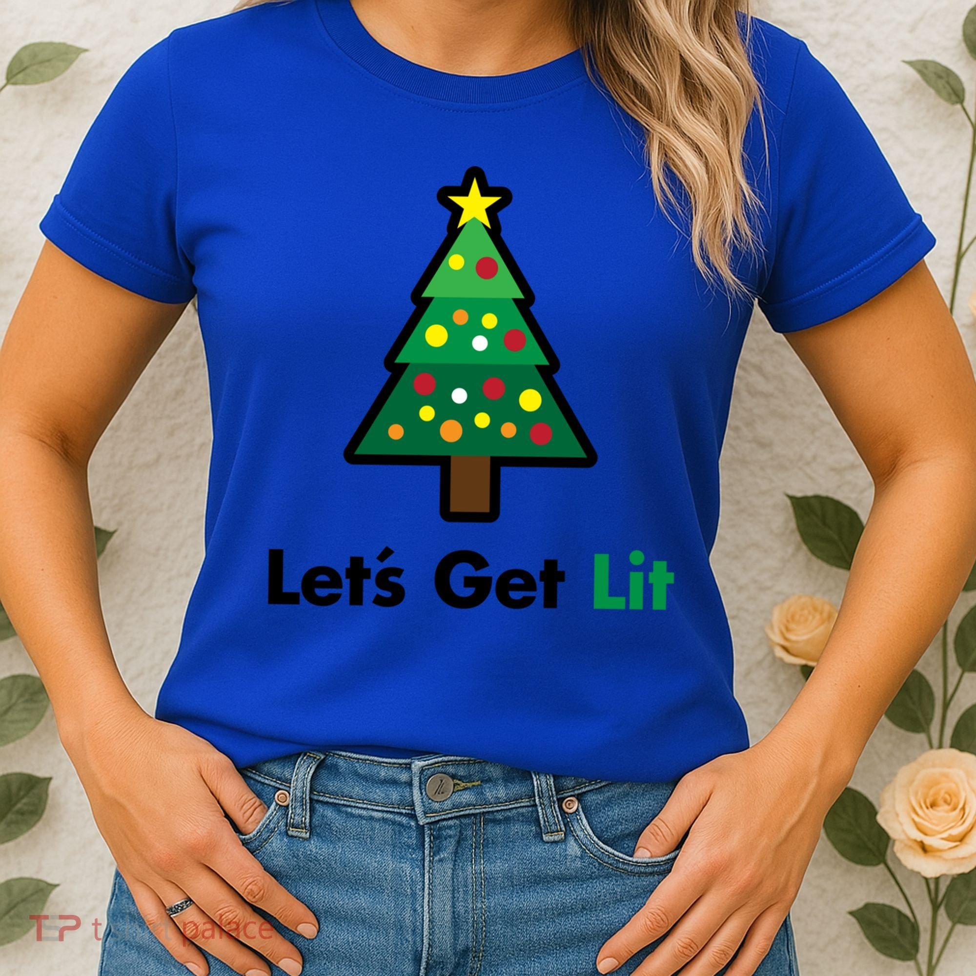 Let's Get Lit Funny Christmas Ing Xmas Lights Funny Gift Women's T-Shirt