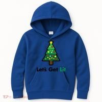 Let's Get Lit Funny Christmas Ing Xmas Lights Funny Gift Kids Hoodie thumb 0