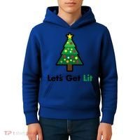 Let's Get Lit Funny Christmas Ing Xmas Lights Funny Gift Kids Hoodie thumb 4