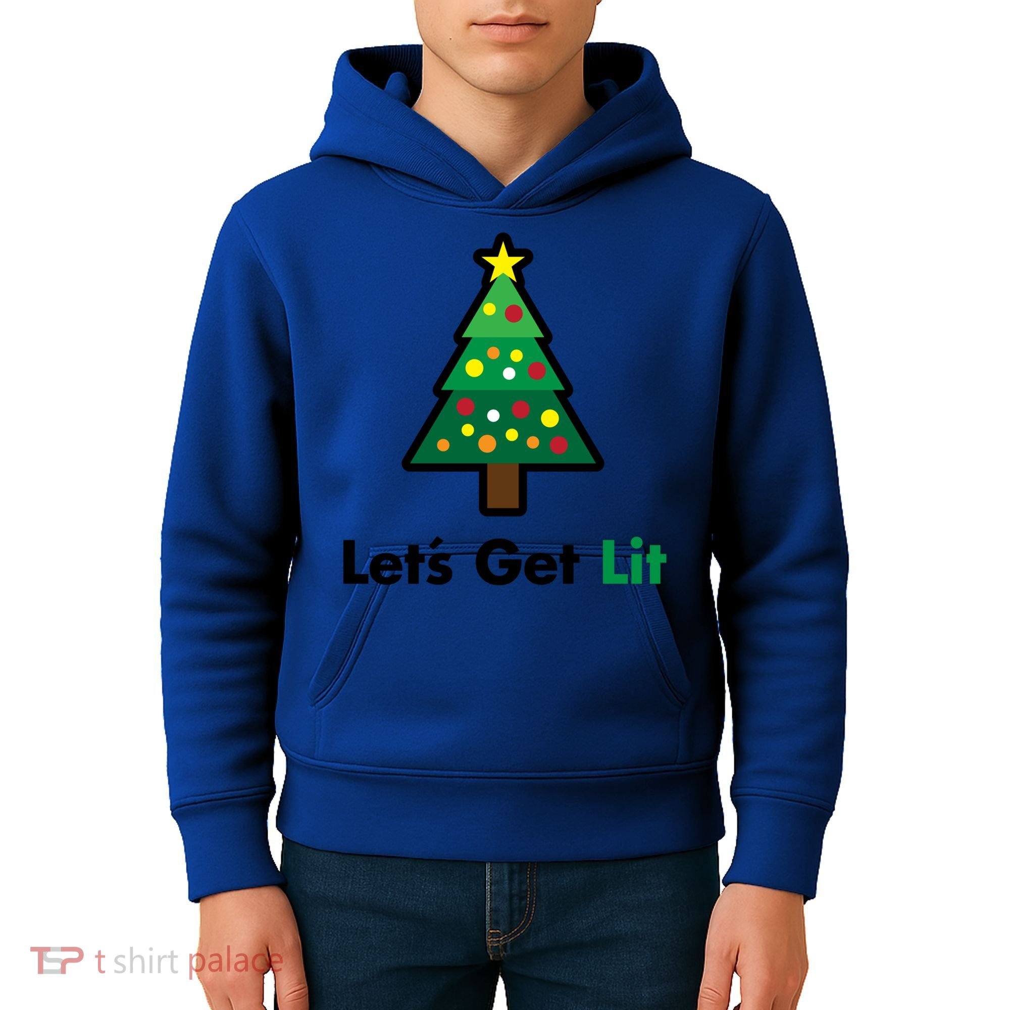 Let's Get Lit Funny Christmas Ing Xmas Lights Funny Gift Kids Hoodie