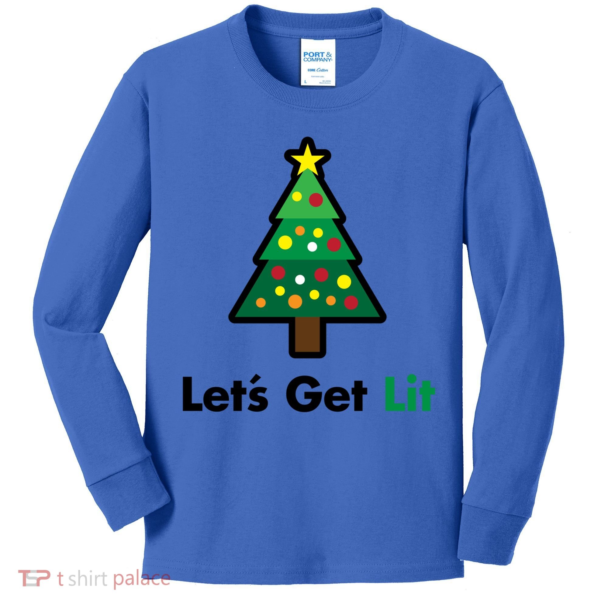 Let's Get Lit Funny Christmas Ing Xmas Lights Funny Gift Kids Long Sleeve Shirt