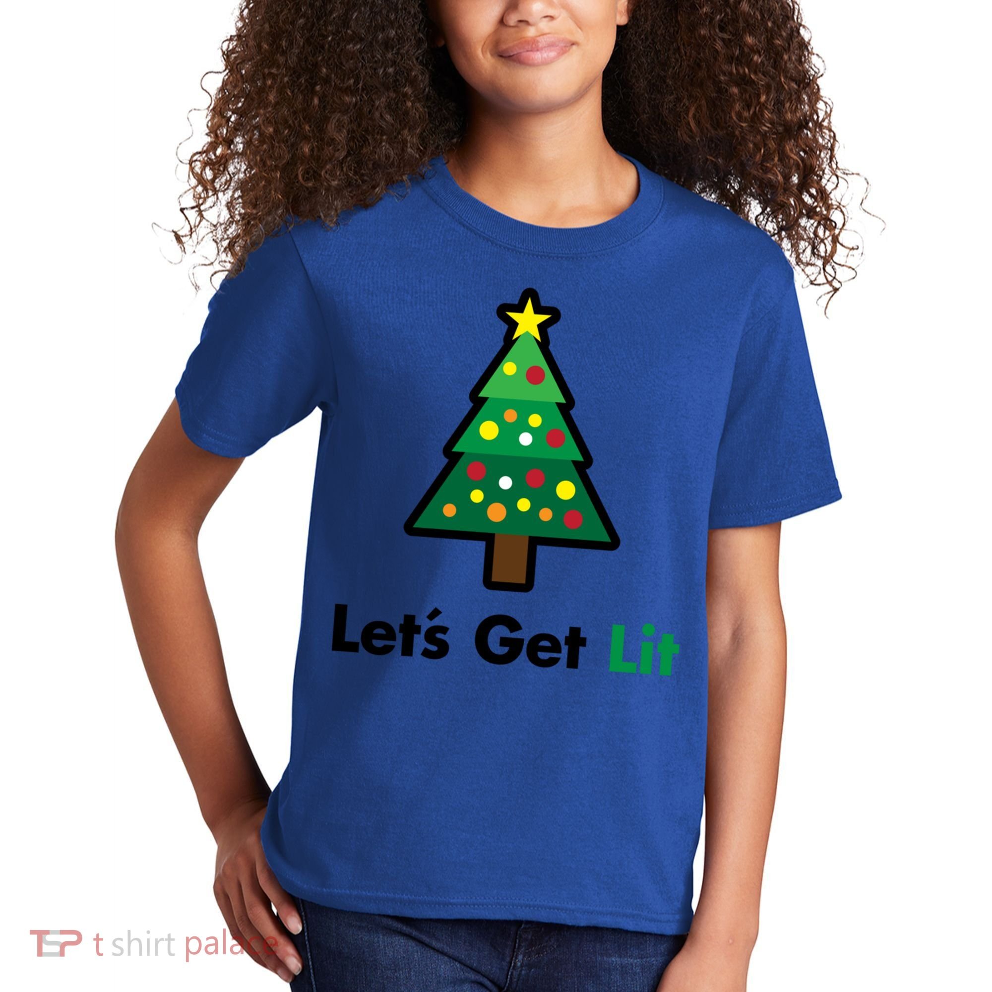 Let's Get Lit Funny Christmas Ing Xmas Lights Funny Gift Kids T-Shirt