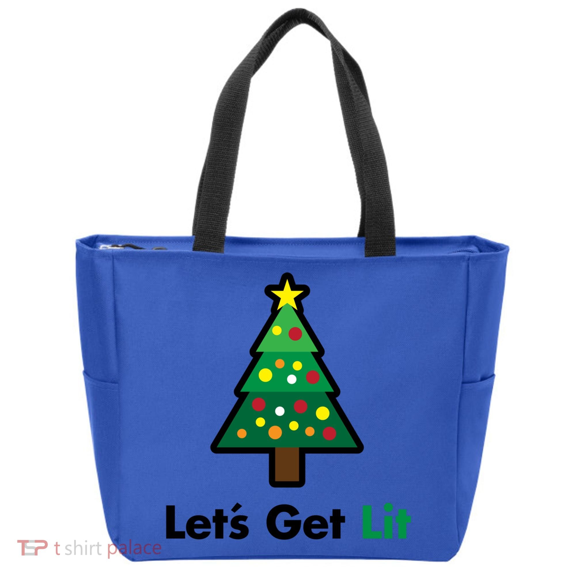Let's Get Lit Funny Christmas Ing Xmas Lights Funny Gift Tote Bag