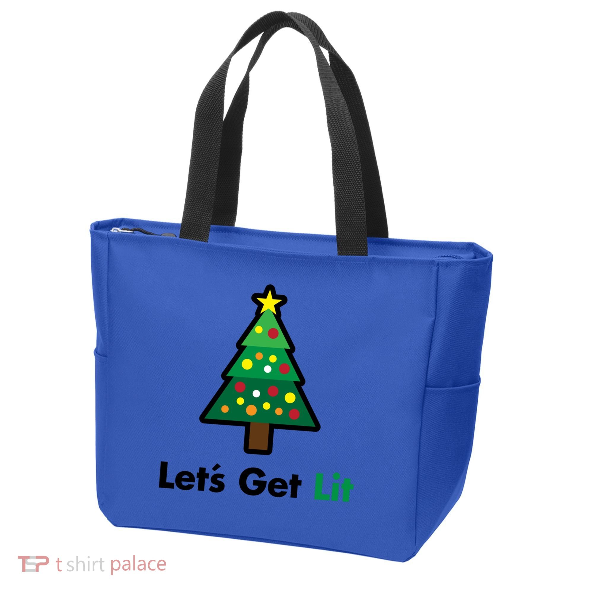 Let's Get Lit Funny Christmas Ing Xmas Lights Funny Gift Tote Bag
