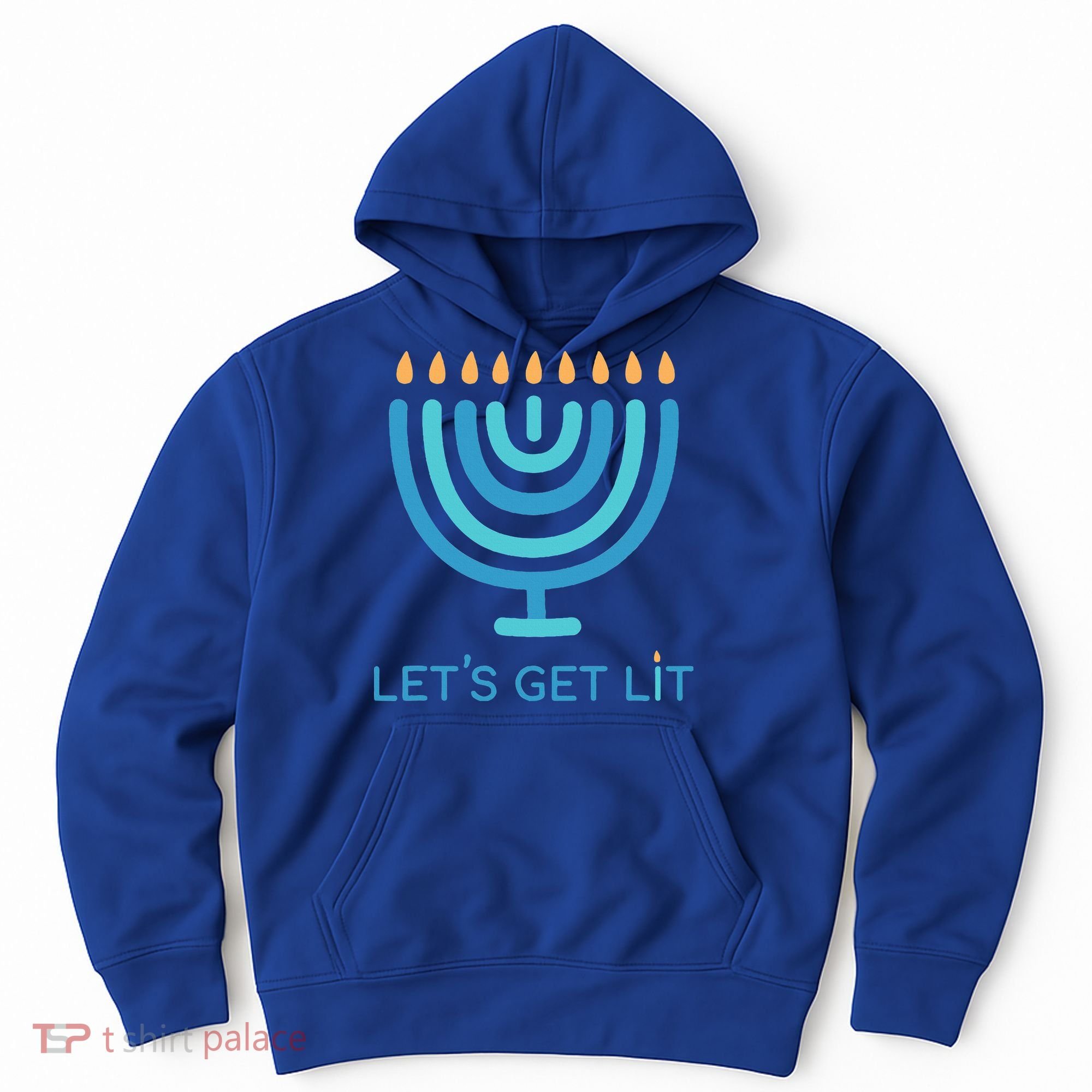 Let's Get Lit Menorah Jewish Funny Ugly Hanukkah Jew  Hoodie
