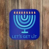 Let's Get Lit Menorah Jewish Funny Ugly Hanukkah Jew  Coaster thumb 0