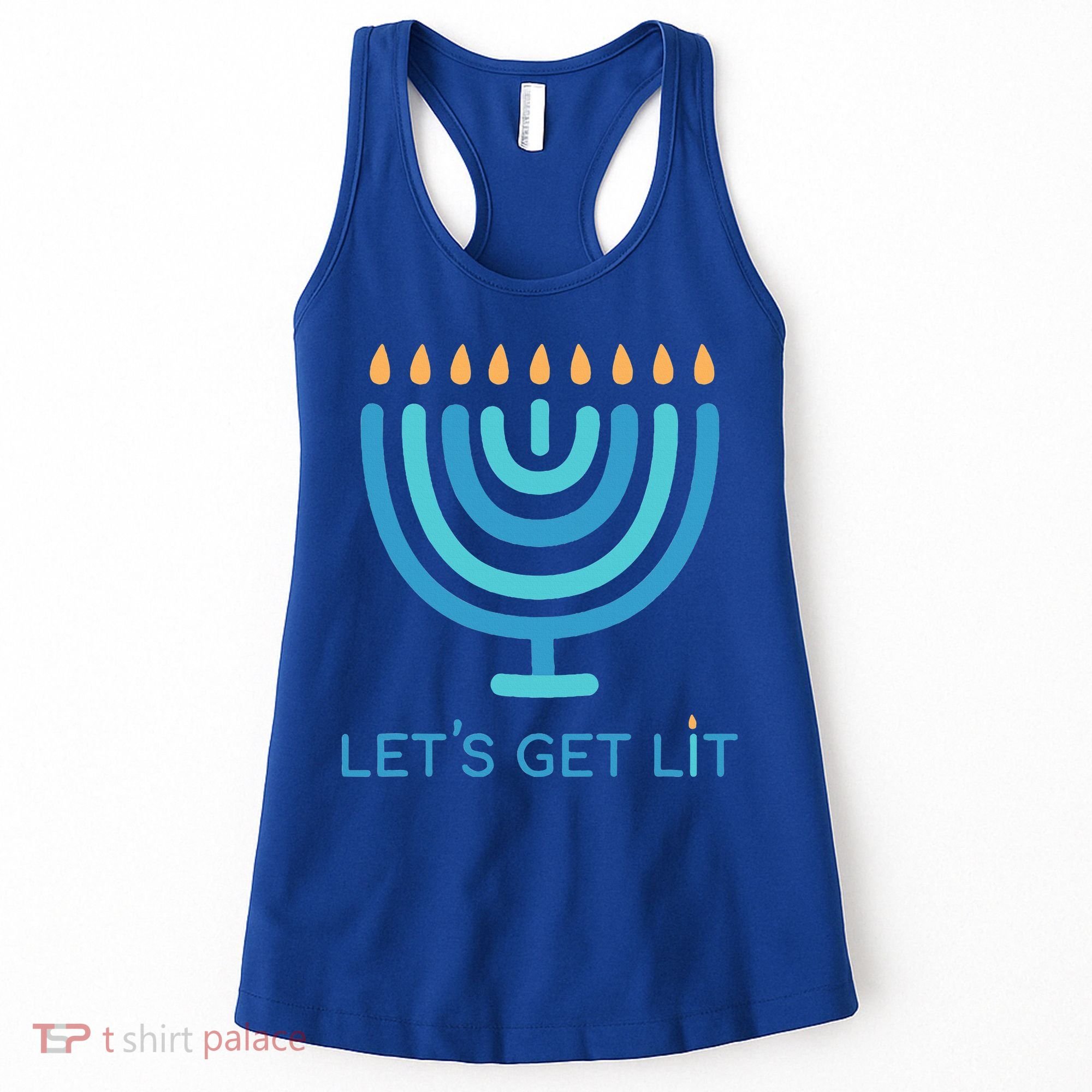 Let's Get Lit Menorah Jewish Funny Ugly Hanukkah Jew  Women's Tank Top