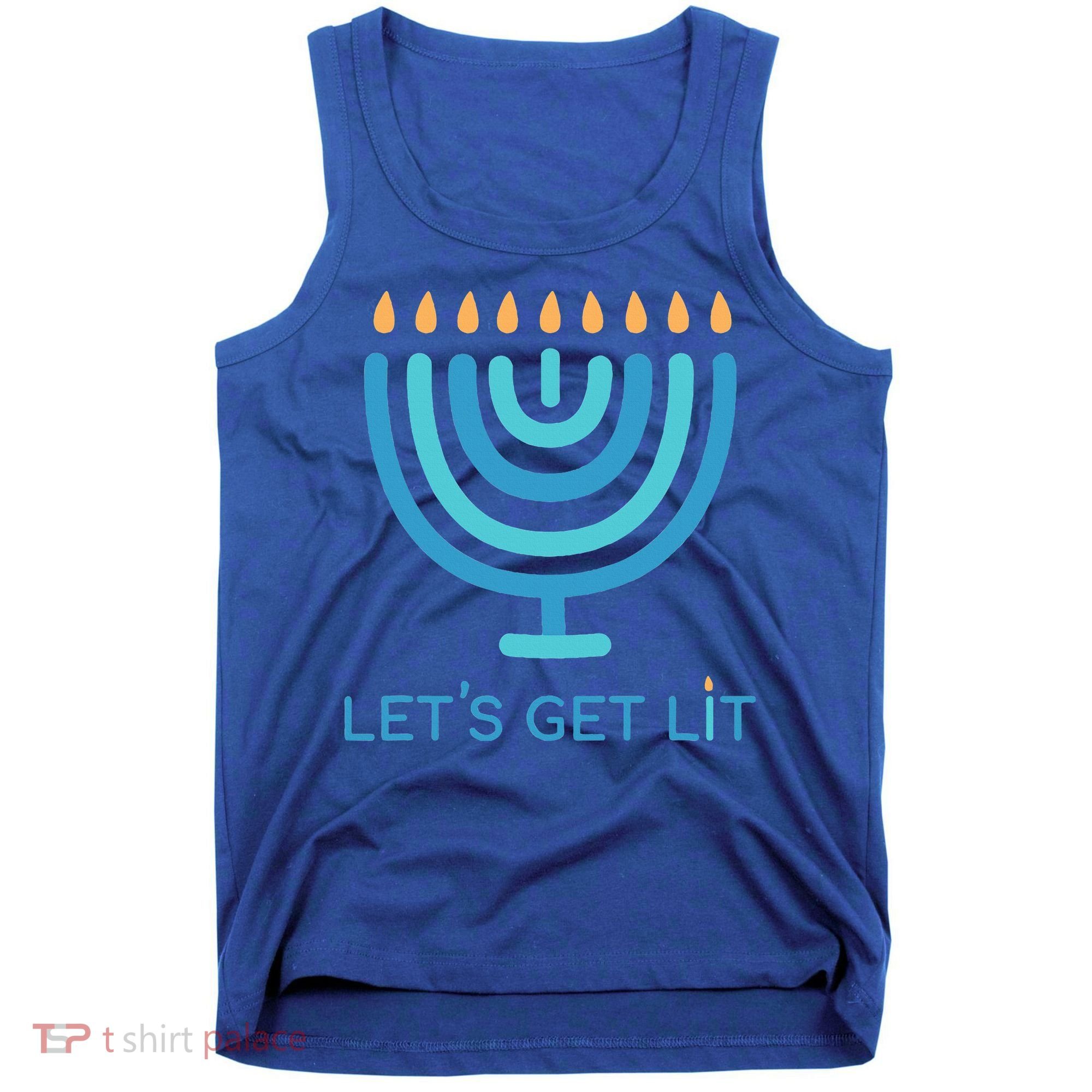 Let's Get Lit Menorah Jewish Funny Ugly Hanukkah Jew  Tank Top
