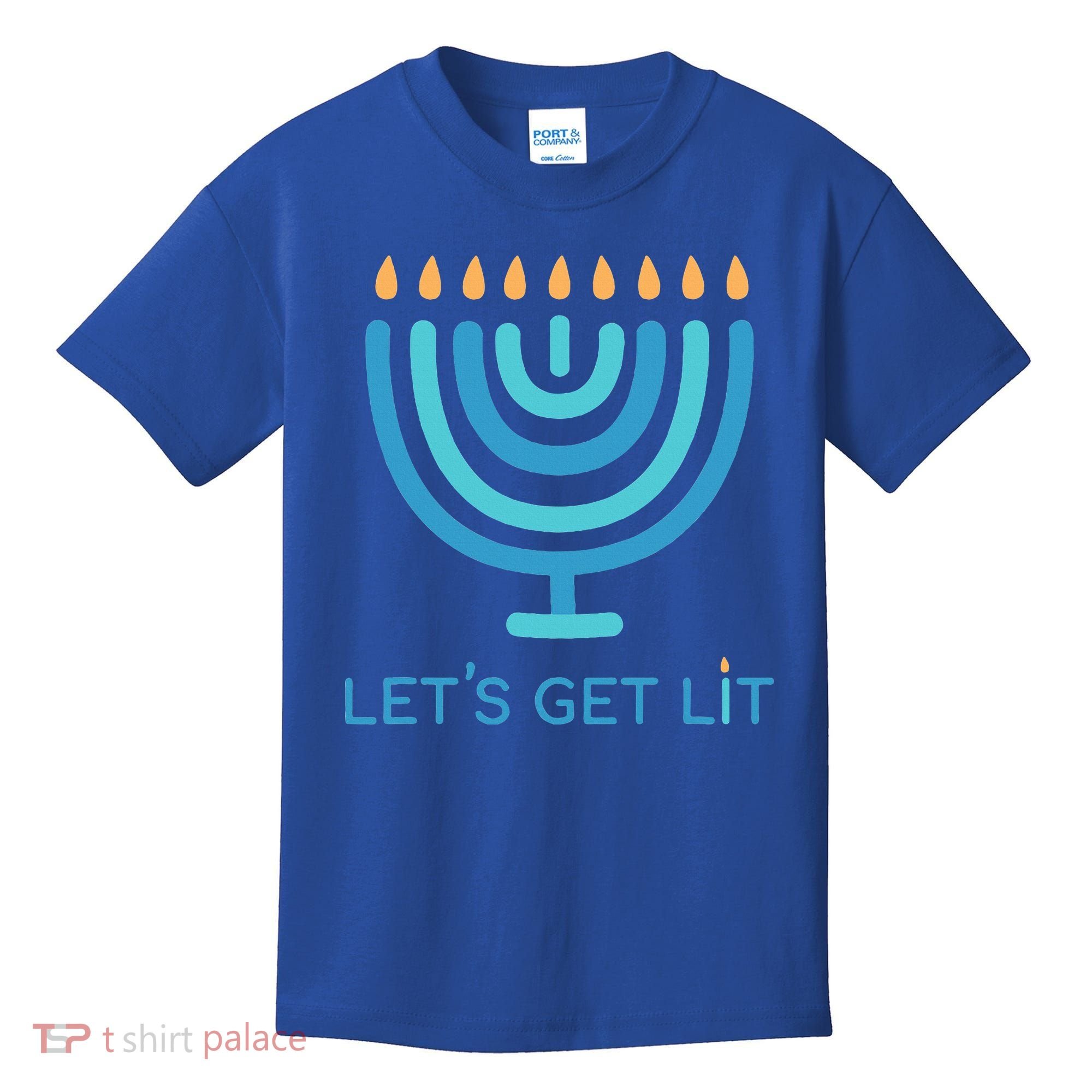 Let's Get Lit Menorah Jewish Funny Ugly Hanukkah Jew  Kids T-Shirt