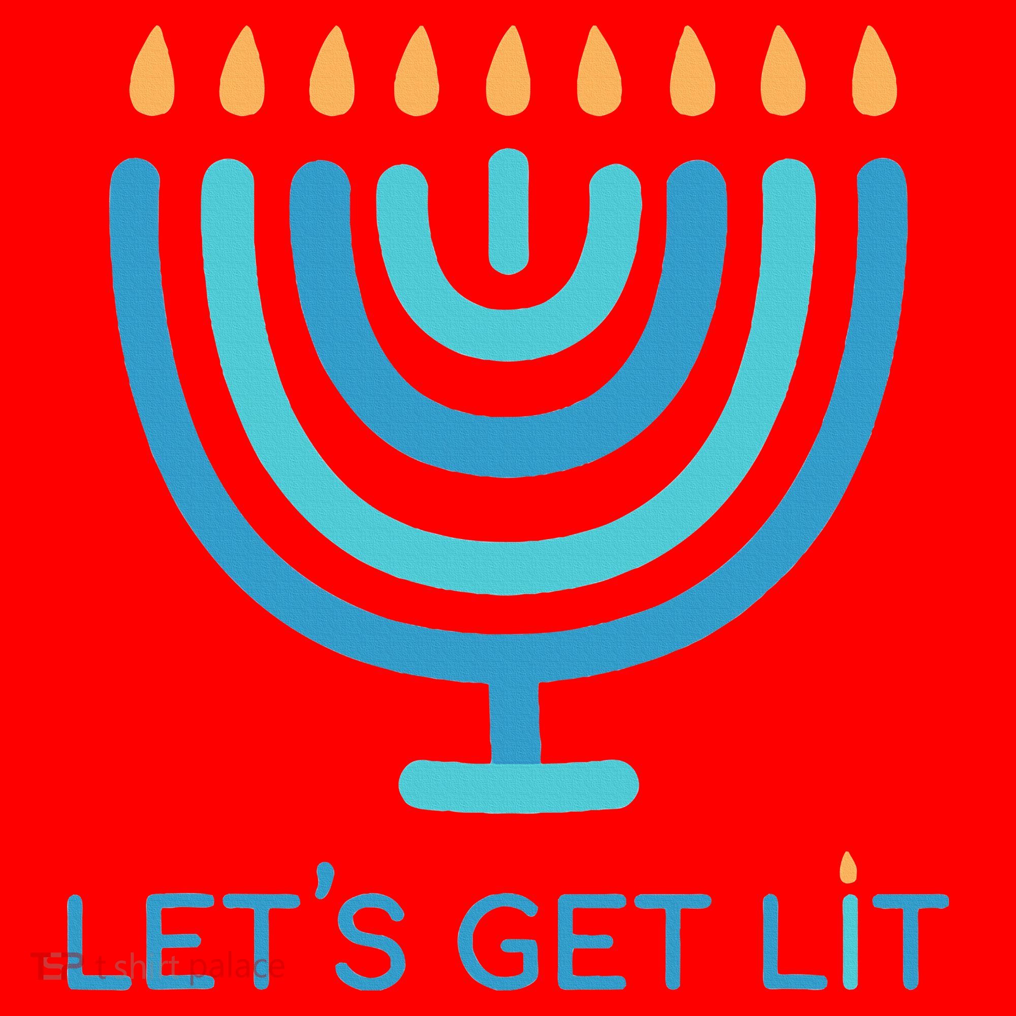 Let's Get Lit Menorah Jewish Funny Ugly Hanukkah Jew  Santa Hat