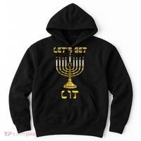 Lets Get Lit Chanukah Happy Hanukkah Funny Menorah Jewish Hoodie thumb 0