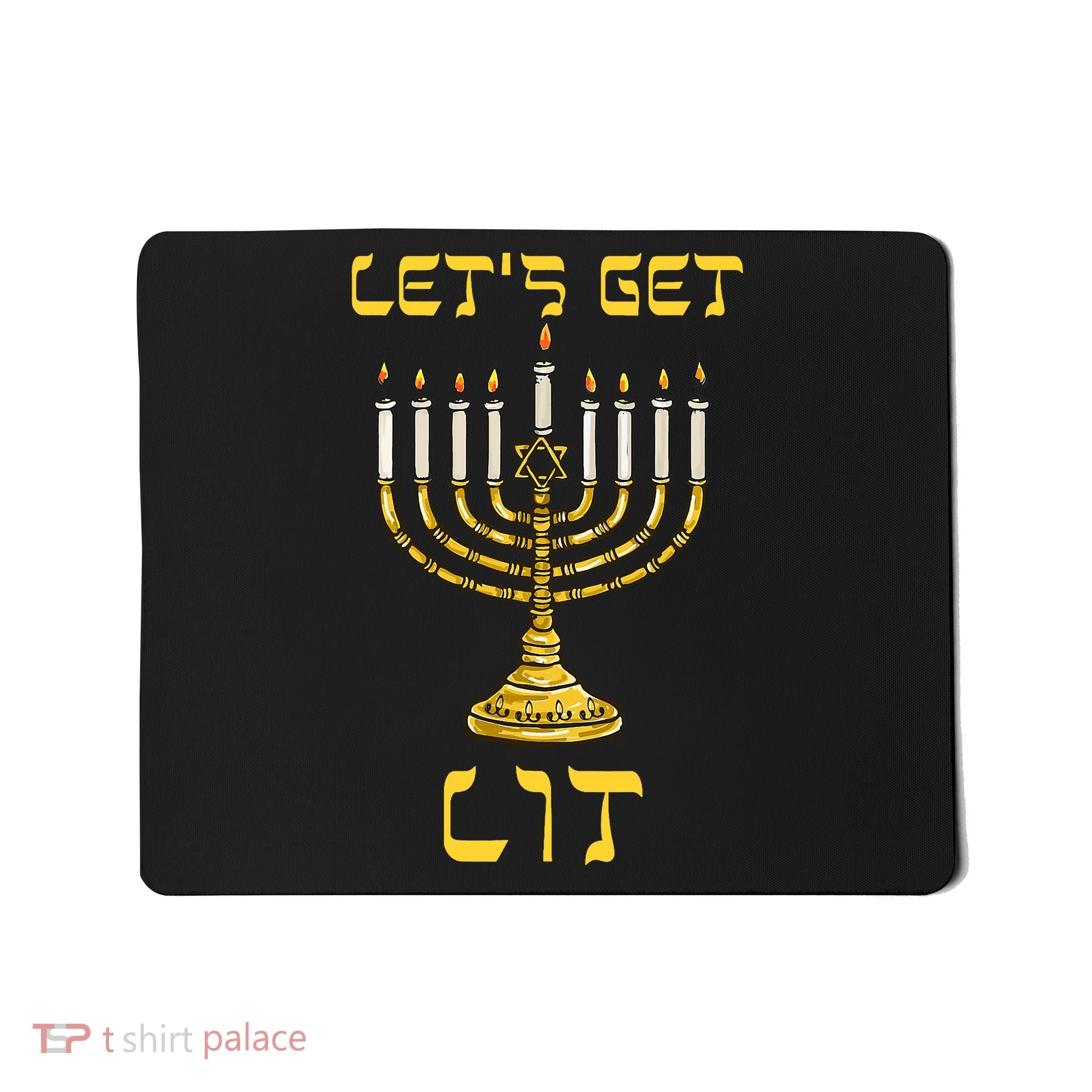Lets Get Lit Chanukah Happy Hanukkah Funny Menorah Jewish Mousepad