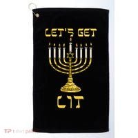 Lets Get Lit Chanukah Happy Hanukkah Funny Menorah Jewish Golf Towel thumb 0