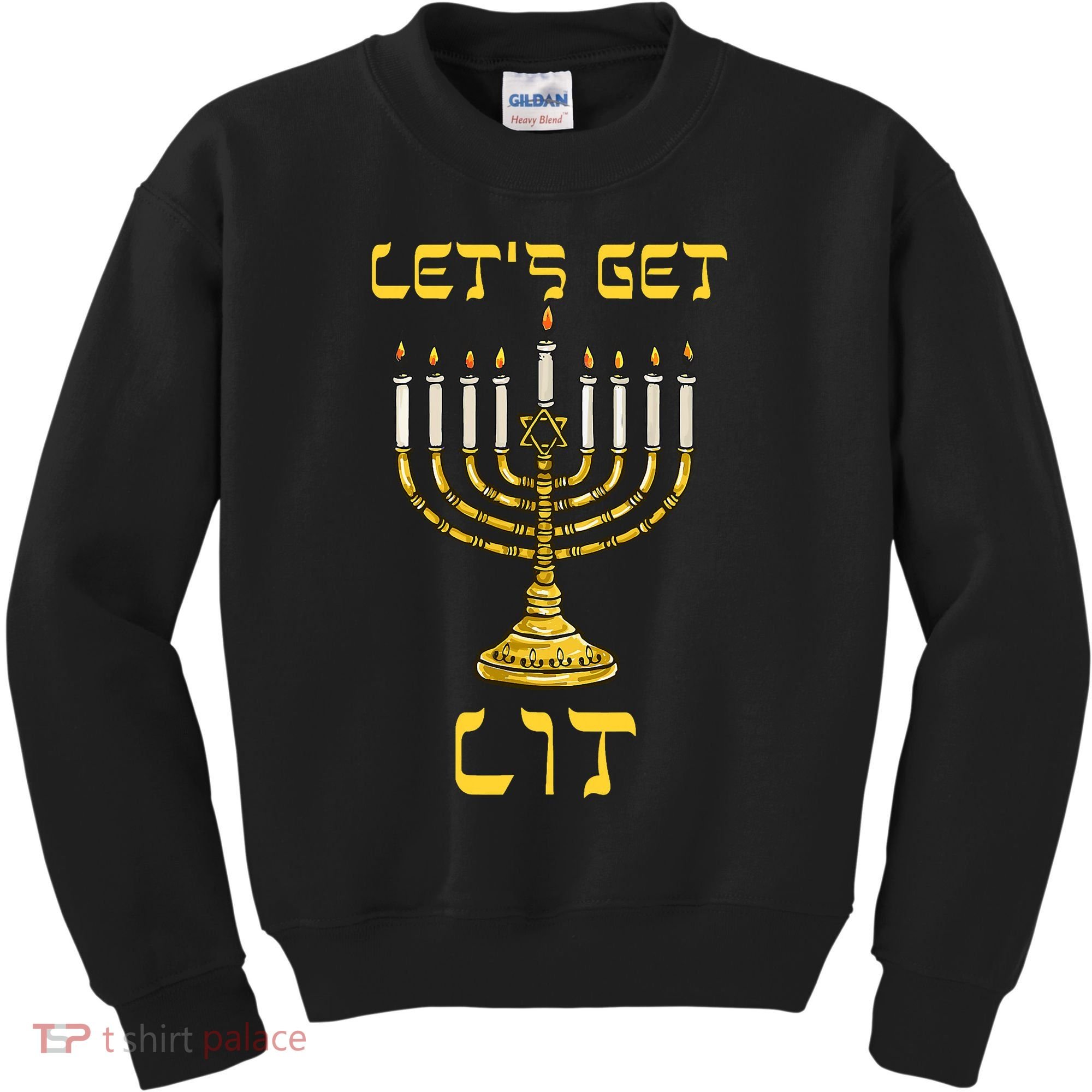 Lets Get Lit Chanukah Happy Hanukkah Funny Menorah Jewish Kids Sweatshirt