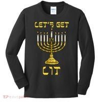 Lets Get Lit Chanukah Happy Hanukkah Funny Menorah Jewish Kids Long Sleeve Shirt thumb 0