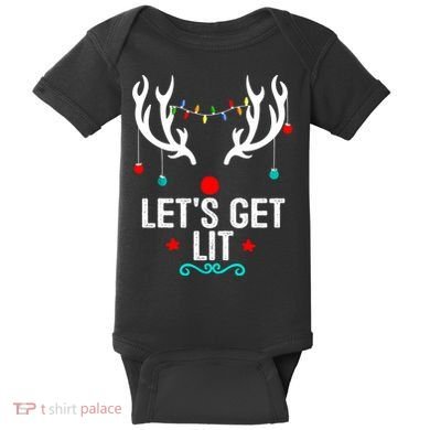 LetS Get Lit Cool Christmas Baby Bodysuit