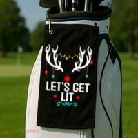 LetS Get Lit Cool Christmas Golf Towel thumb 2