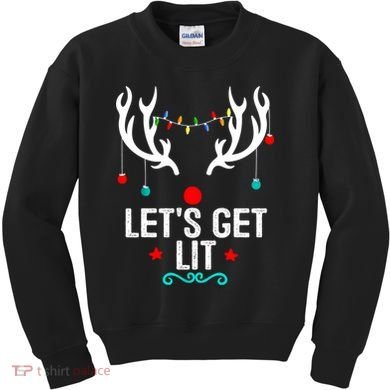 LetS Get Lit Cool Christmas Kids Sweatshirt