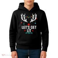 LetS Get Lit Cool Christmas Kids Hoodie thumb 4