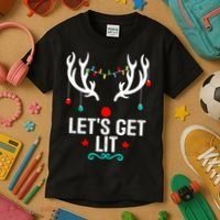 LetS Get Lit Cool Christmas Kids T-Shirt thumb 3