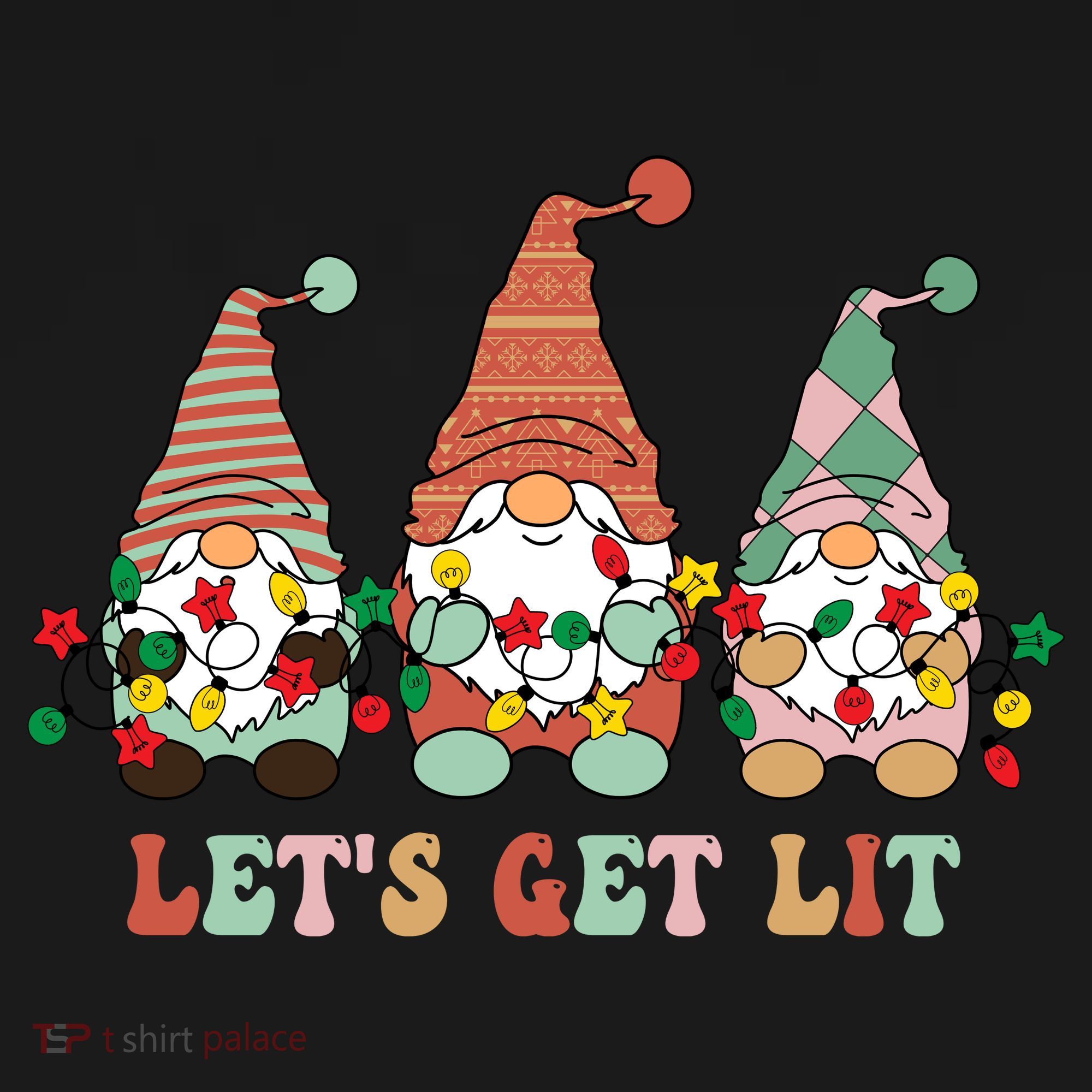 Let's Get Lit Christmas Gnome Lights Funny Xmas Gift Coaster