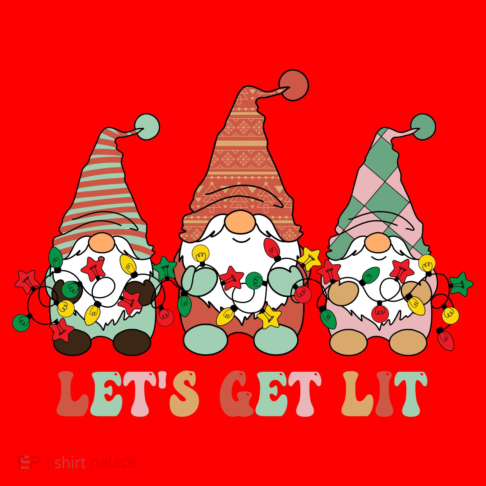 Let's Get Lit Christmas Gnome Lights Funny Xmas Gift Santa Hat