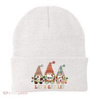 Let's Get Lit Christmas Gnome Lights Funny Xmas Gift Beanie thumb 0