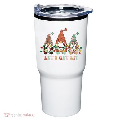 Let's Get Lit Christmas Gnome Lights Funny Xmas Gift Tumbler